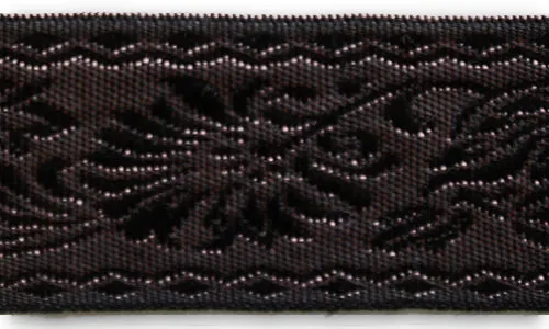 1 1/2" Floral Pink & Black Brocade Ribbon (Made in Austria)