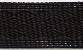 1 1/2" Geometric Pink & Black Brocade Ribbon (Made in Austria)