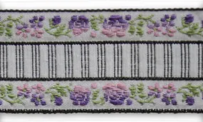 1 1/2" Romantic Posies & Stripes Woven Ribbon