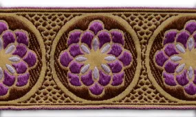 1 3/4" Violet Dahlias Woven Cotton Ribbon (Made in France)