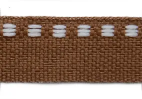 1/2" White Stitched Bittersweet Chocolate Woven Ribbon