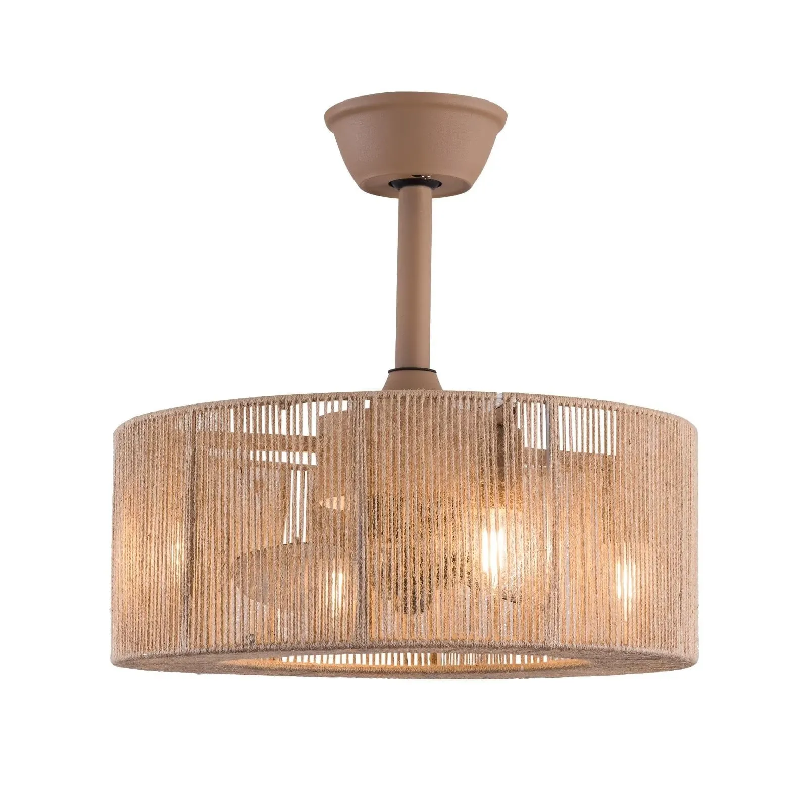 18 inch Modern Industrial Bladeless 3 Wind Speed 3 Blades Down Rod Ceiling Fan with Caged Mesh Shade