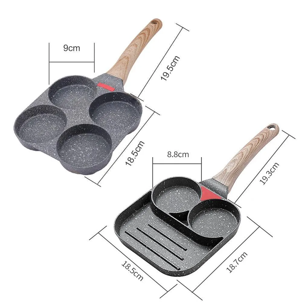 2/4 Holes Non Stick Egg and Steak Frying Pan
