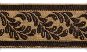 2" Sweet Chocolate Foliage Woven Ribbon