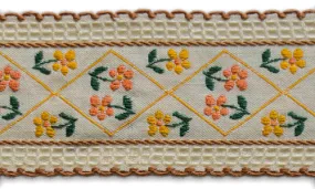 2" Tangerine & Golden Trellis Woven Ribbon
