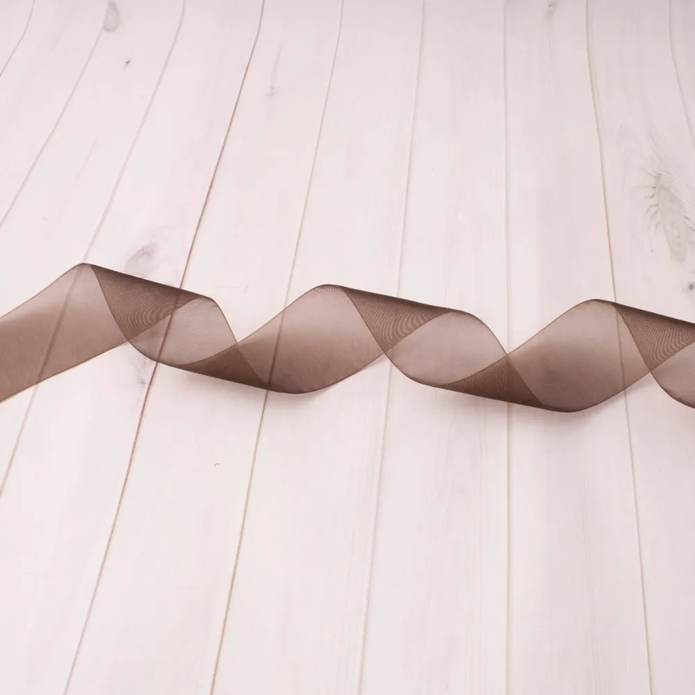 38mm Organza Ribbon - Dark Brown