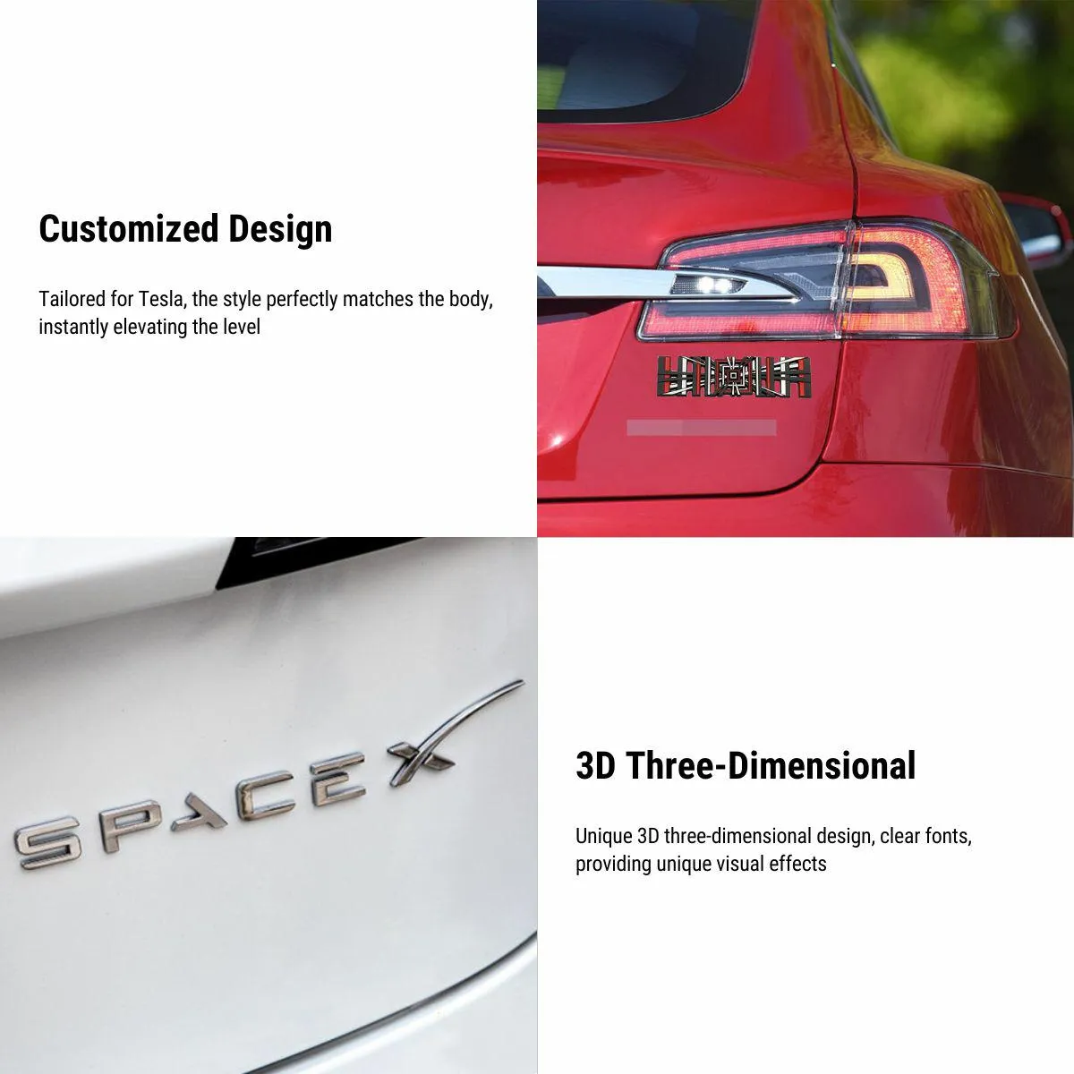 3D Metal Rear Trunk Sticker Emblem Sticker for Tesla Model 3/Y/S/X