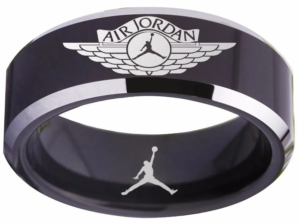 Air Jordan Ring Black Ring Tungsten Wedding Band #jordans