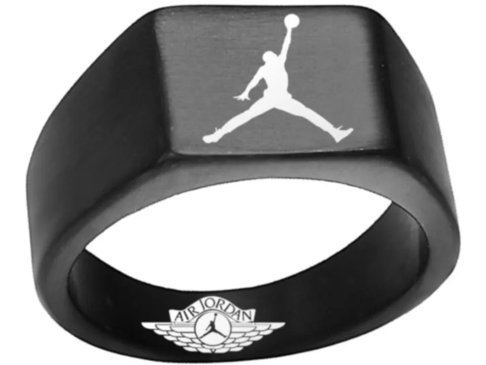Air Jordan Ring Jordan Logo Ring, BLACK Titanium Steel Band #jordan