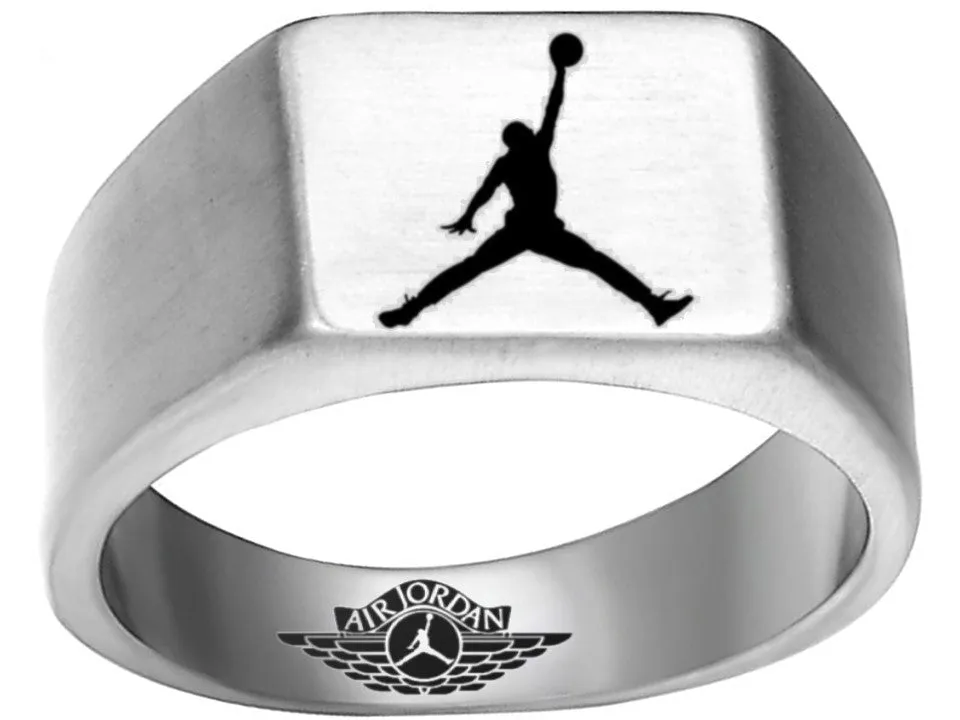 Air Jordan Ring Jordan Logo Ring, Silver Titanium Steel Band #jordan