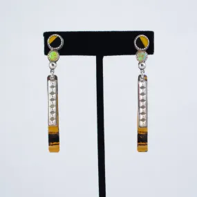 Amuck Design - Earrings - Curve in the Road Street Sign NY License Plate - Synthetic Opal - Sterling Silver