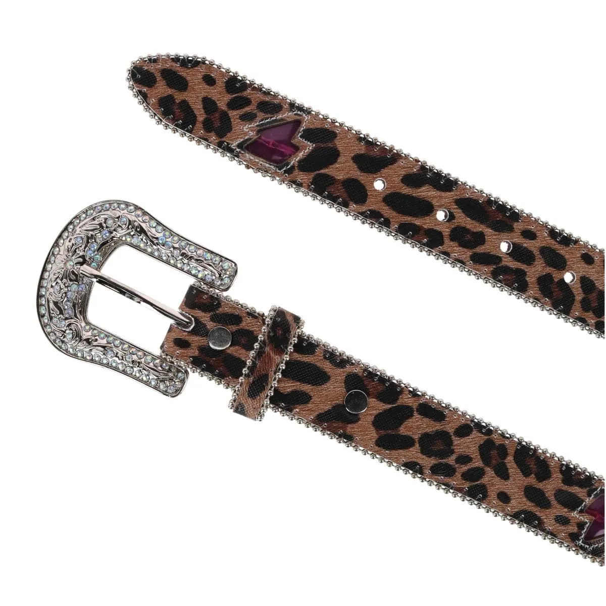 Angel Ranch Girls Leopard Print Western Belt with Light Up Lightning Bolts