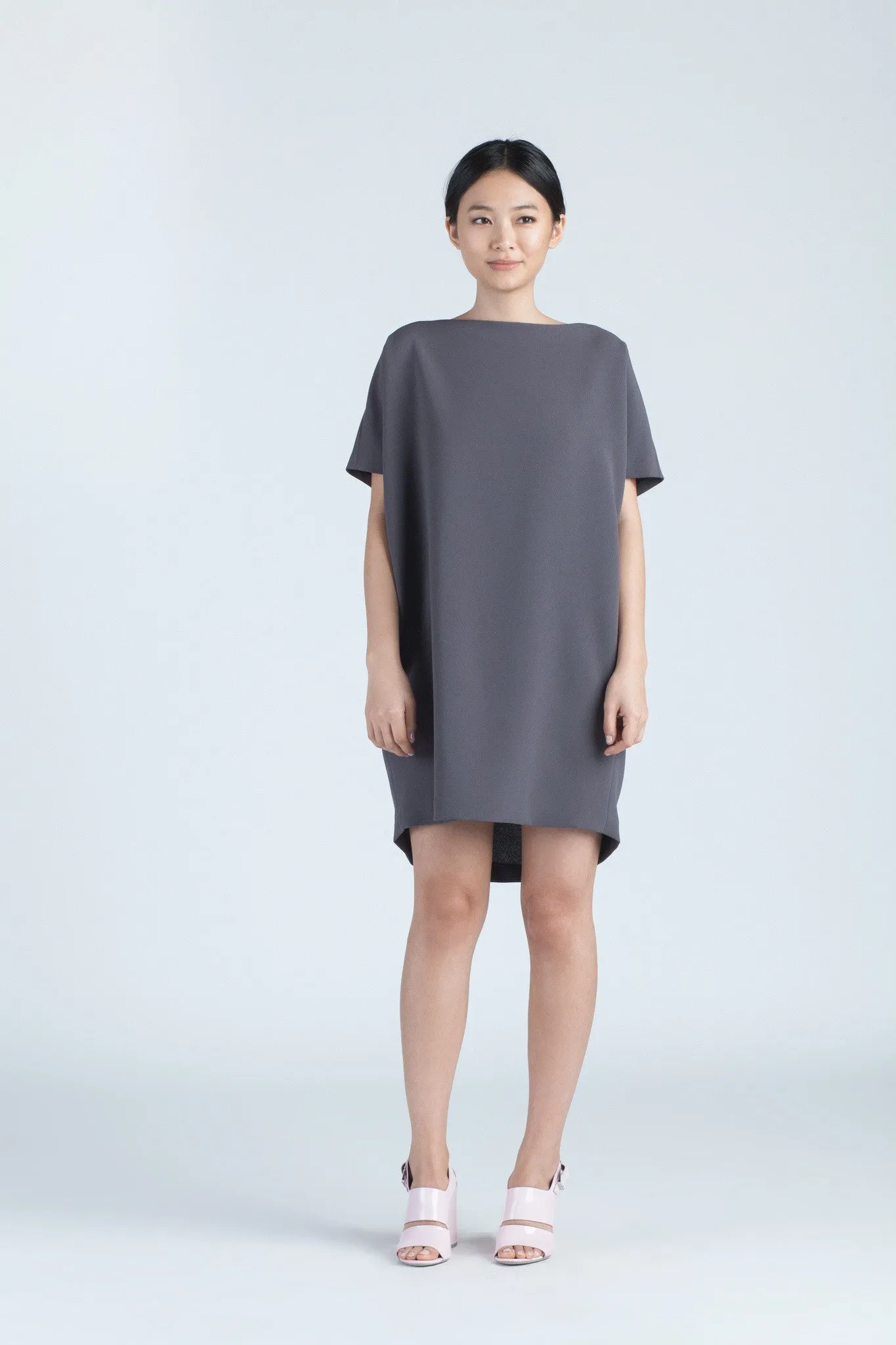 Angle Mini Dolman Open Back Dress - Dark Grey