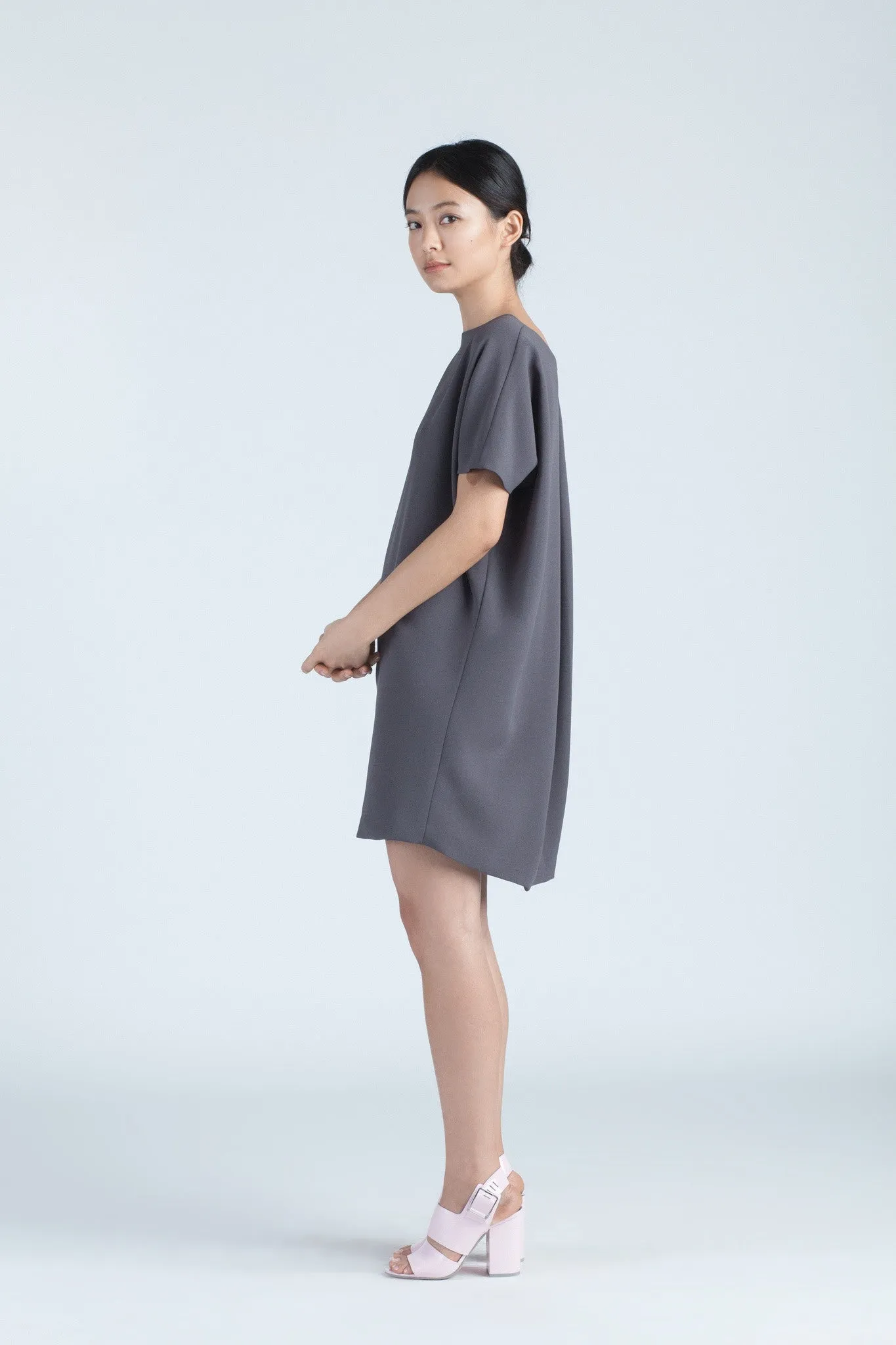 Angle Mini Dolman Open Back Dress - Dark Grey