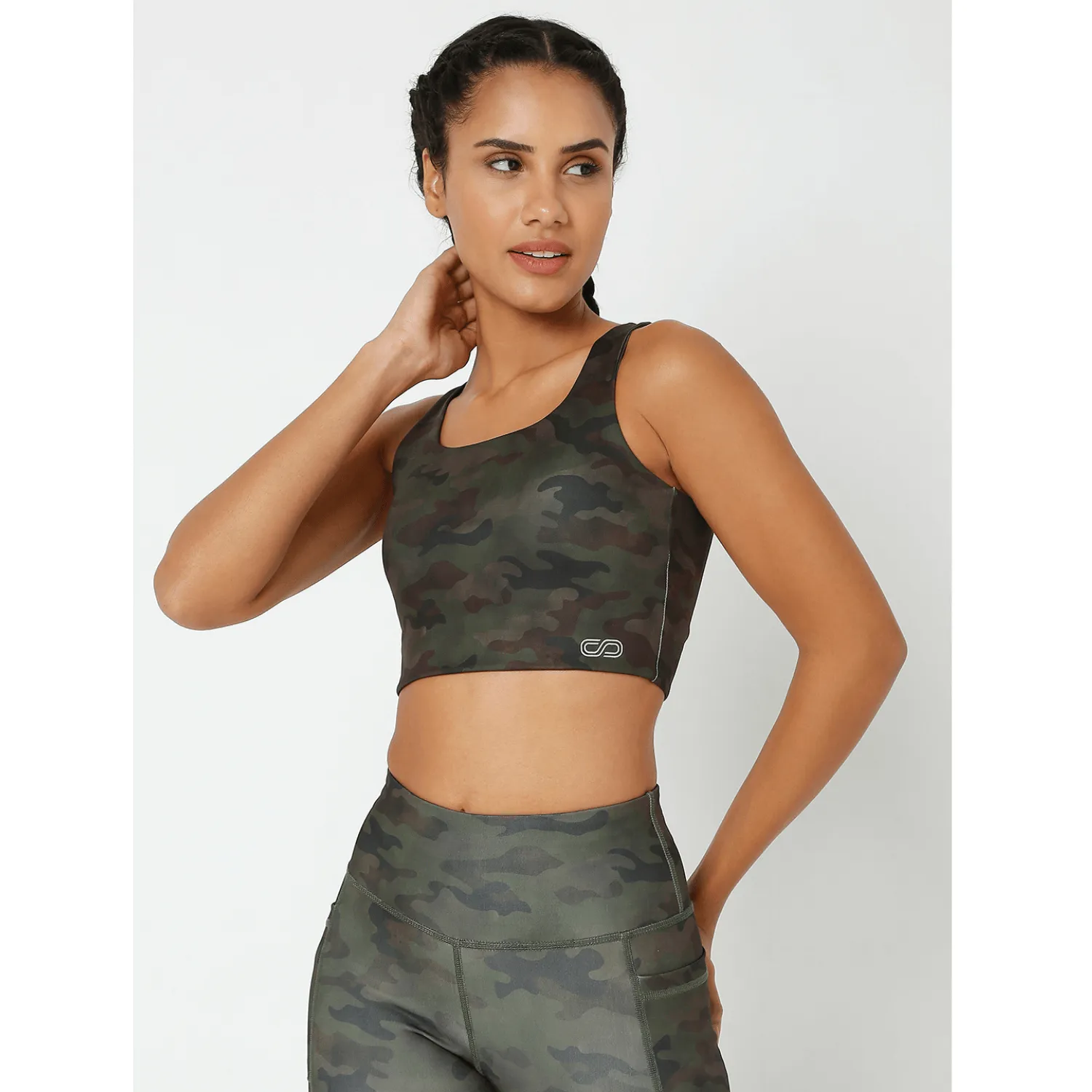 Army Camo Biker Shorts & Action Bra