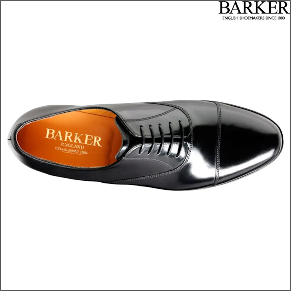 Barker Arnold Black Hi-Shine Oxford Toe Cap--