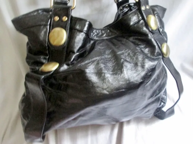 BIG BUDDHA Vegan Faux Leather Shoulder Bag Tote Handbag Satchel Hobo BLACK XL
