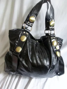 BIG BUDDHA Vegan Faux Leather Shoulder Bag Tote Handbag Satchel Hobo BLACK XL
