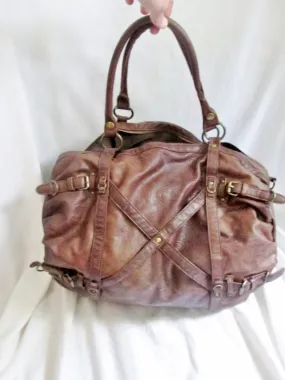 BIG BUDDHA Vegan Faux Leather Shoulder Bag Tote Handbag Satchel Hobo BROWN XL