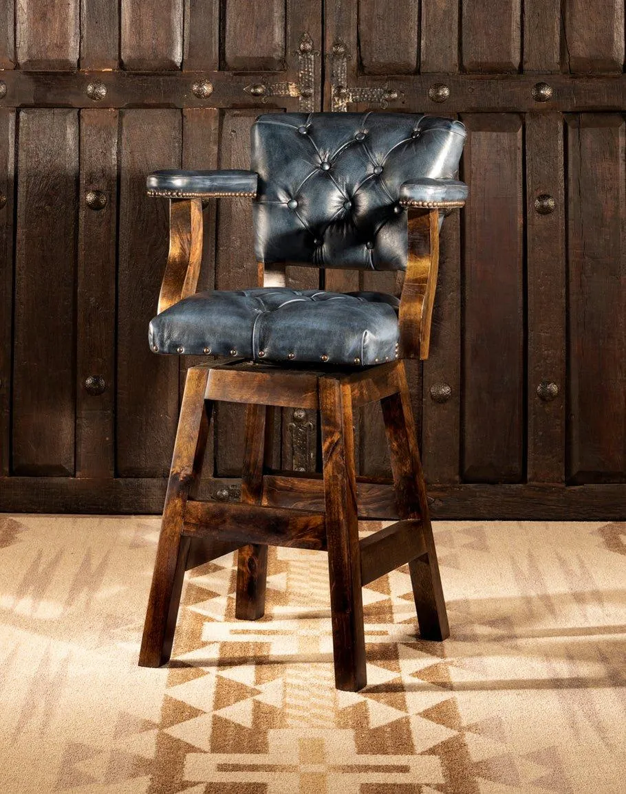 Blue Dust Leather Western Barstool