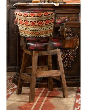 Burnished Red Leather Navajo Bar Chair
