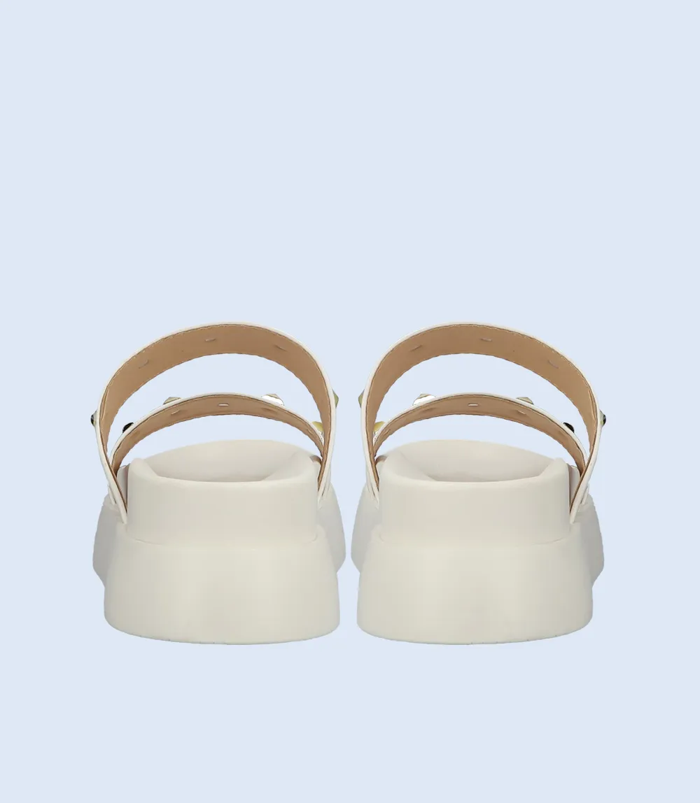 BW10048-WHITE-Women Platform Slipper