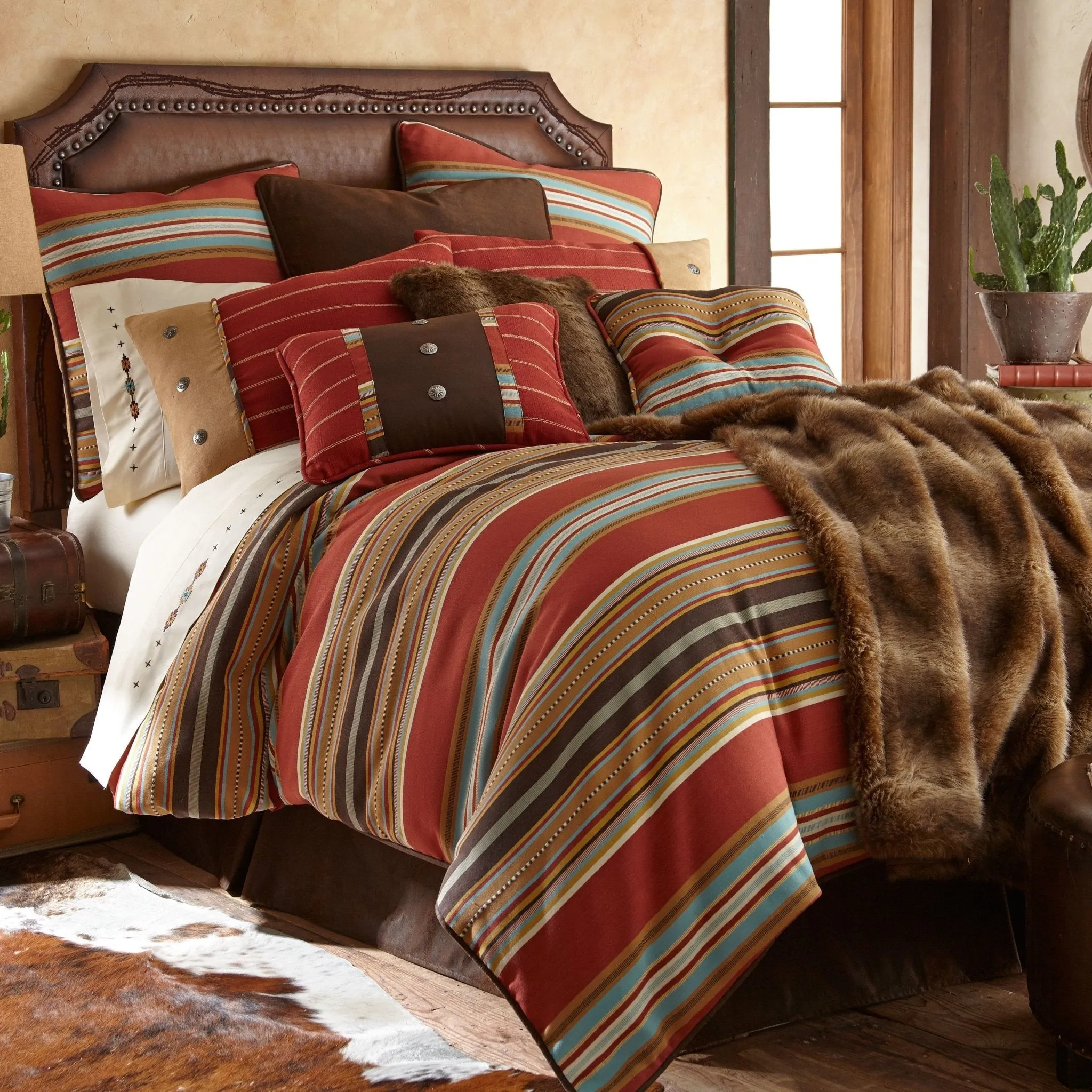Calhoun Tufted Throw Pillow w/ Stripes, 18x18