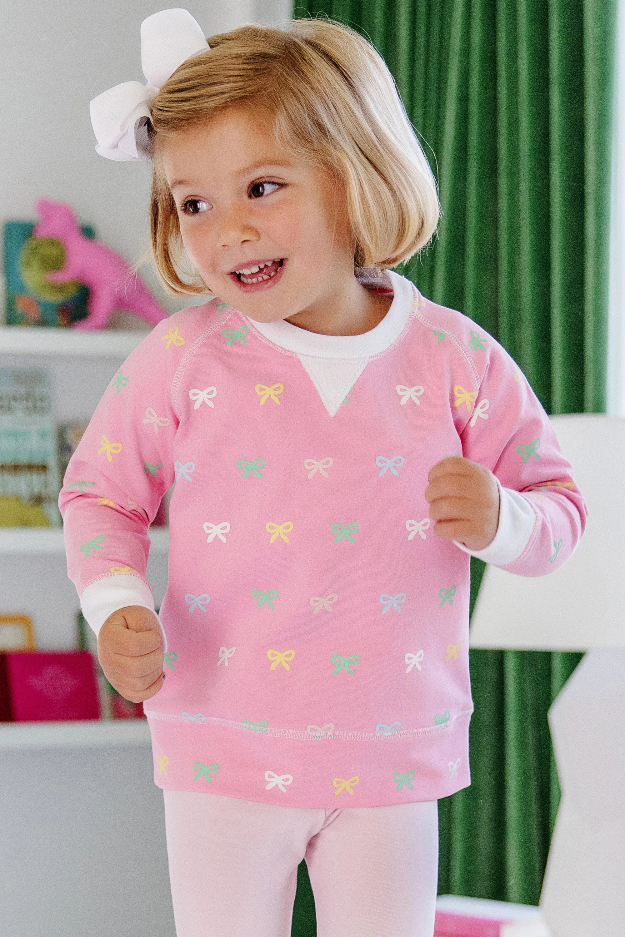 Cassidy Comfy Crewneck - Recess Ribbons with Worth Avenue White