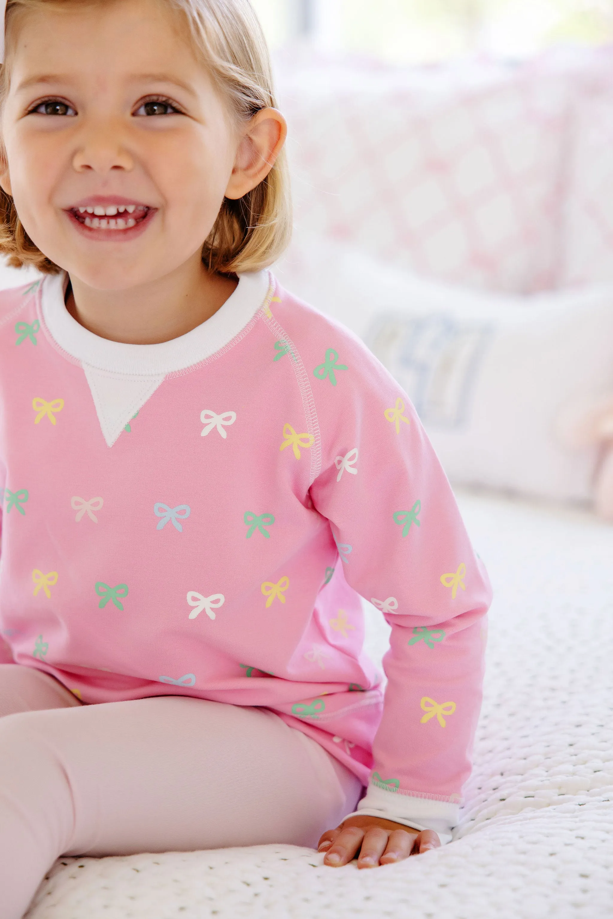 Cassidy Comfy Crewneck - Recess Ribbons with Worth Avenue White