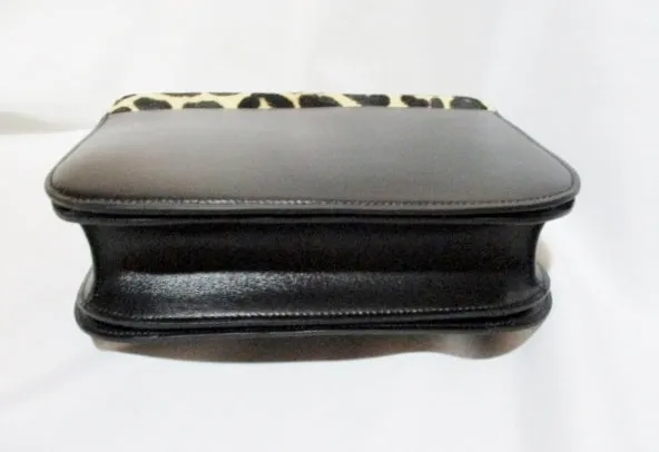 CELINE MEDIUM FLAP BAG Leather LEOPARD BLACK Purse NWT