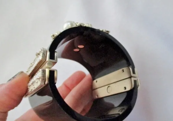 CHANEL RHINESTONE CUFF Bracelet BLACK PEARL Luxury
