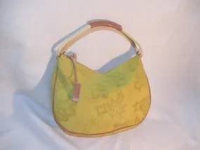 CLAUDIA FIRENZE FLORAL SUEDE Leather Shoulder Bag Hobo Purse YELLOW
