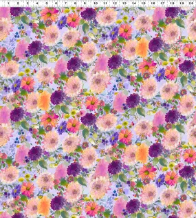 Clothworks Digital - Garden Fresh Y4256 26 Light Purple Dahlias By The Yard