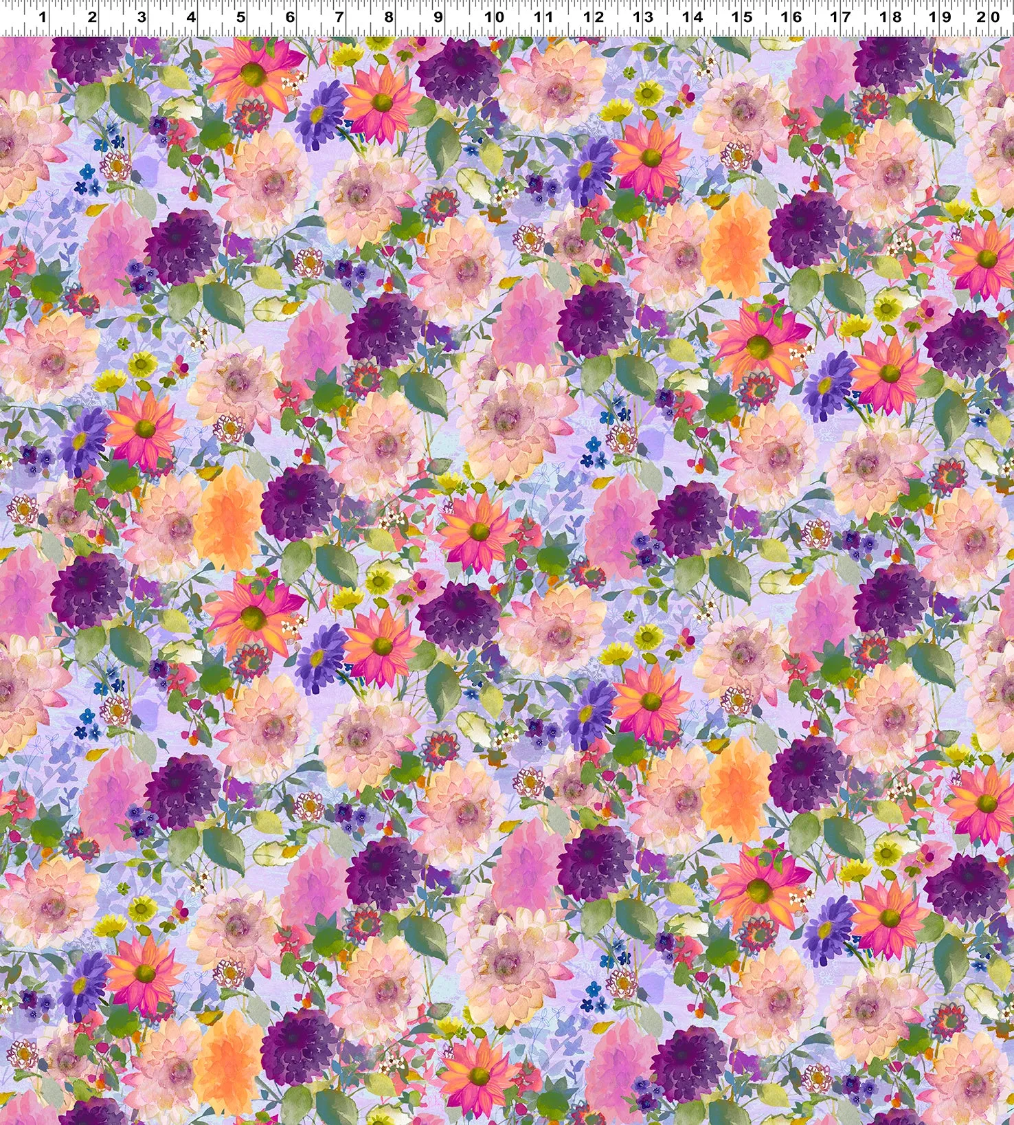 Clothworks Digital - Garden Fresh Y4256 26 Light Purple Dahlias By The Yard