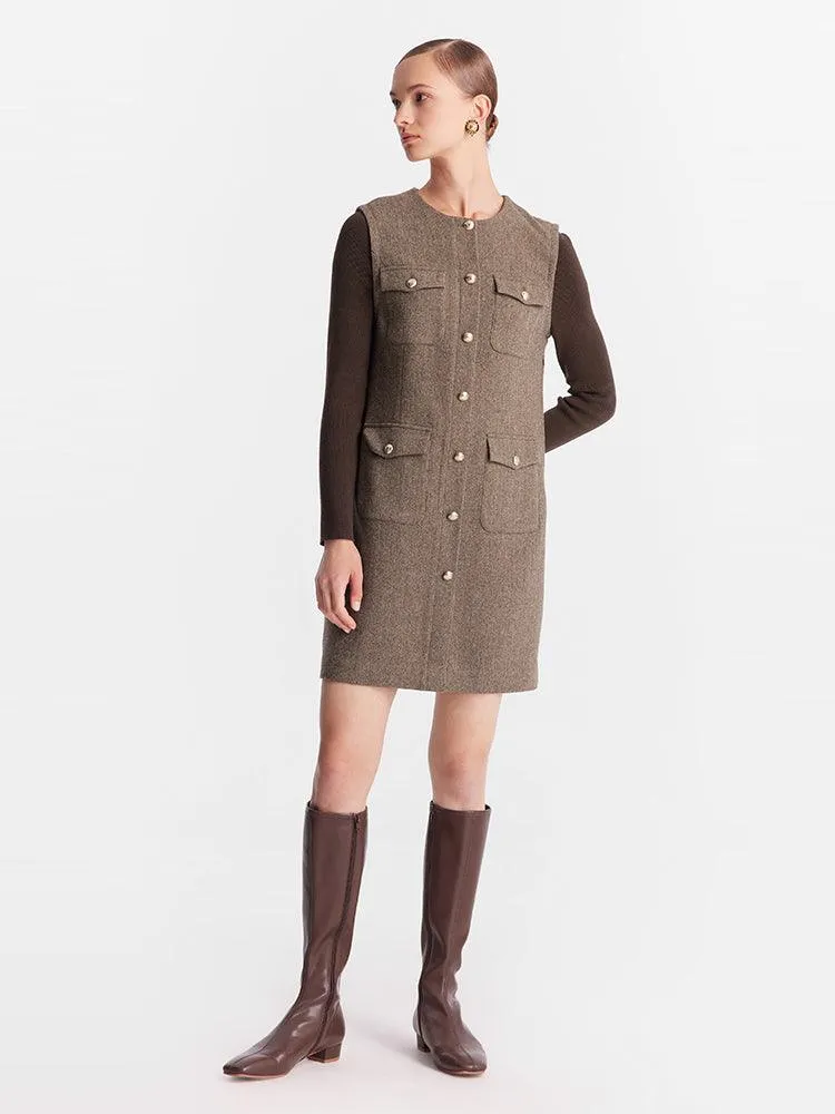 Coffee Patchwork Classic Dress