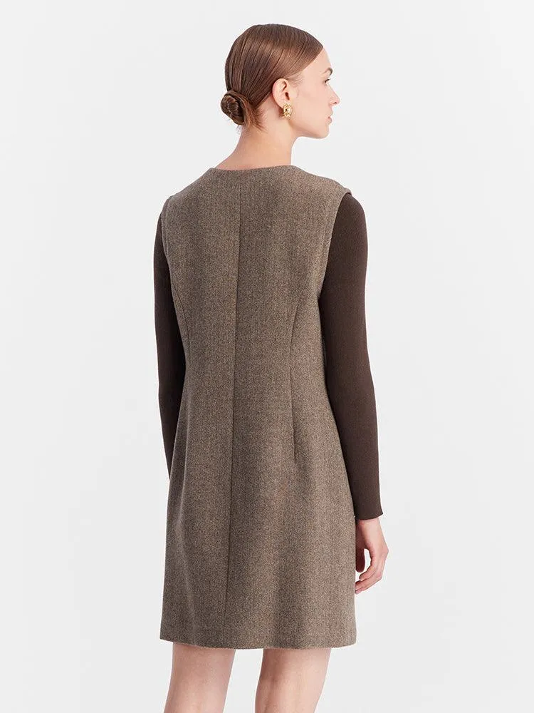 Coffee Patchwork Classic Dress