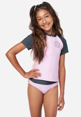 Collection X by Justice Color Block Rash Guard Bikini Swim Set