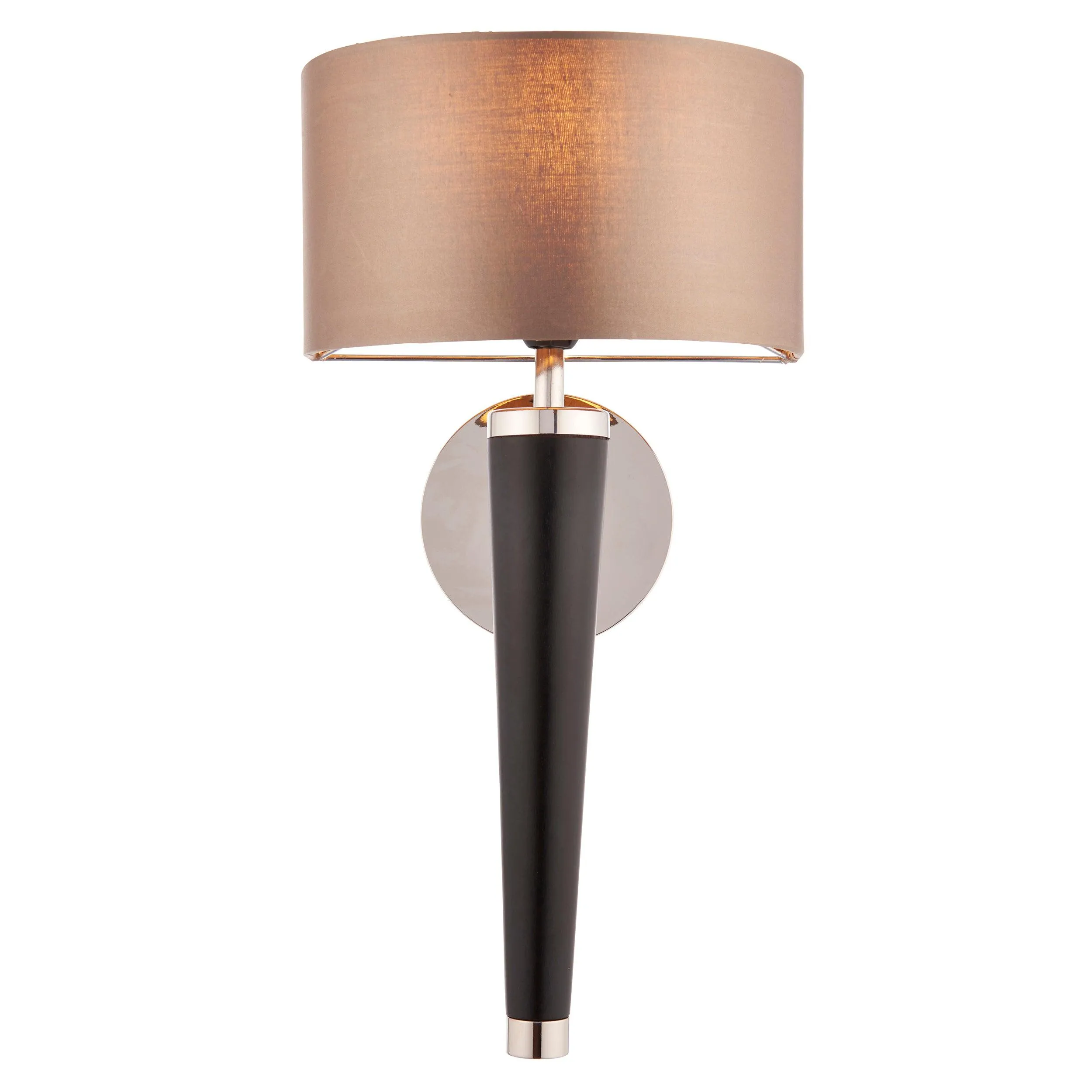 Corvina Walnut Effect Wood And Mink Faux Silk Wall Light