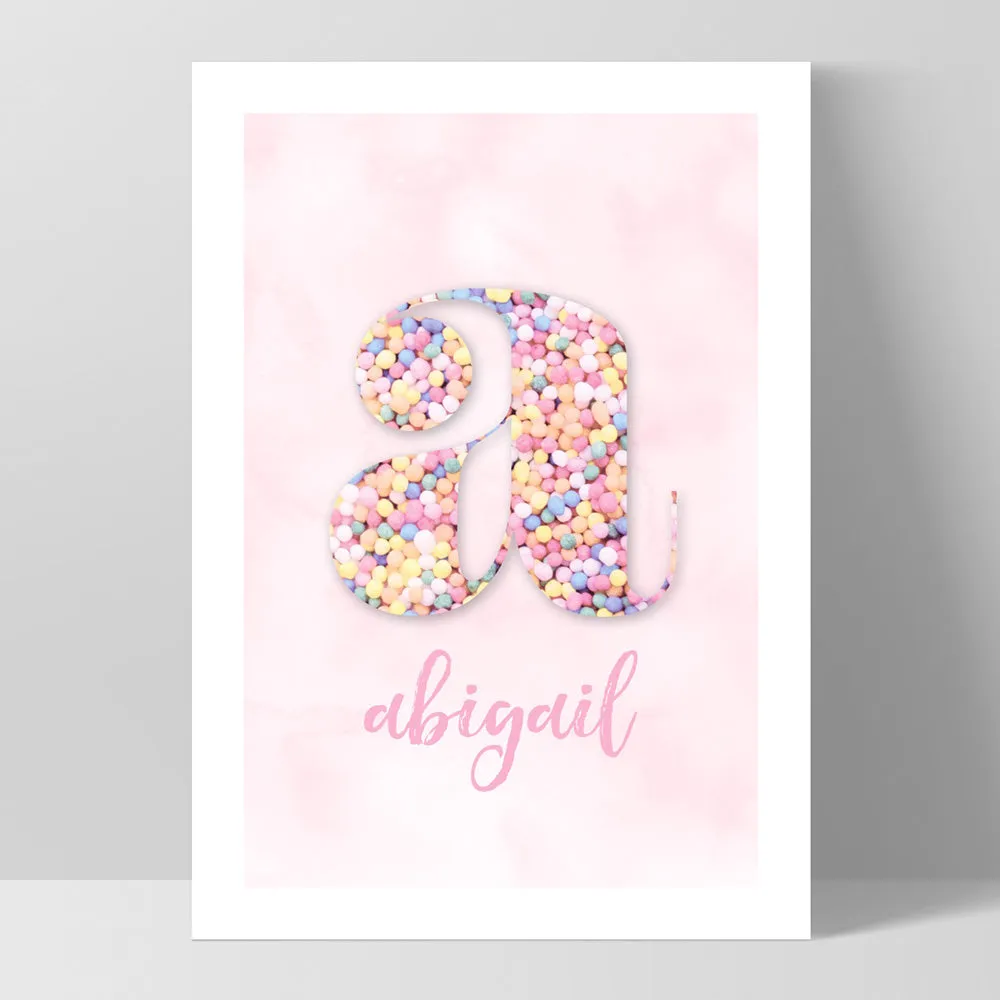 Custom Kids Pastel Sprinkles | Initial & Name  - Art Print