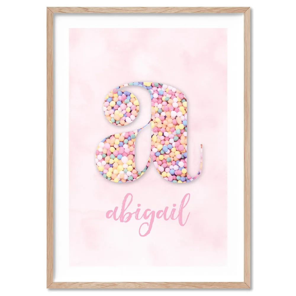 Custom Kids Pastel Sprinkles | Initial & Name  - Art Print