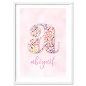 Custom Kids Pastel Sprinkles | Initial & Name  - Art Print