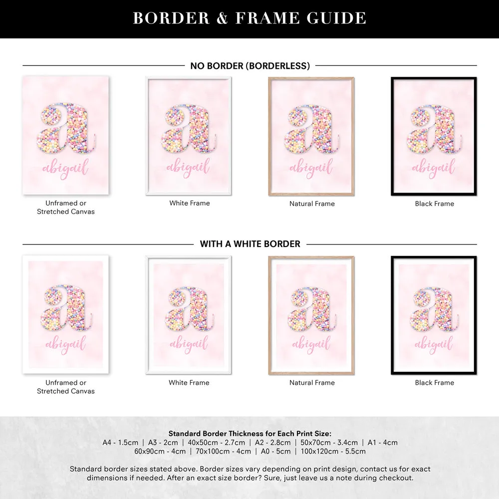 Custom Kids Pastel Sprinkles | Initial & Name  - Art Print