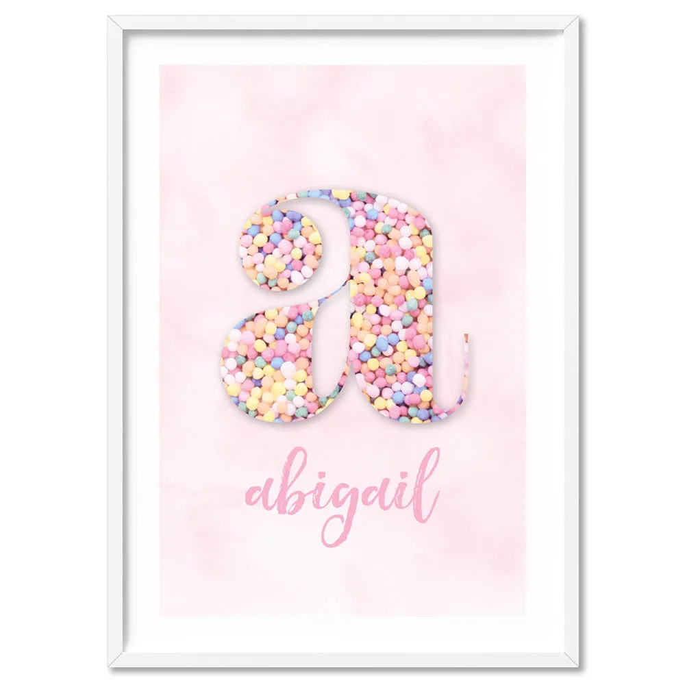 Custom Kids Pastel Sprinkles | Initial & Name  - Art Print
