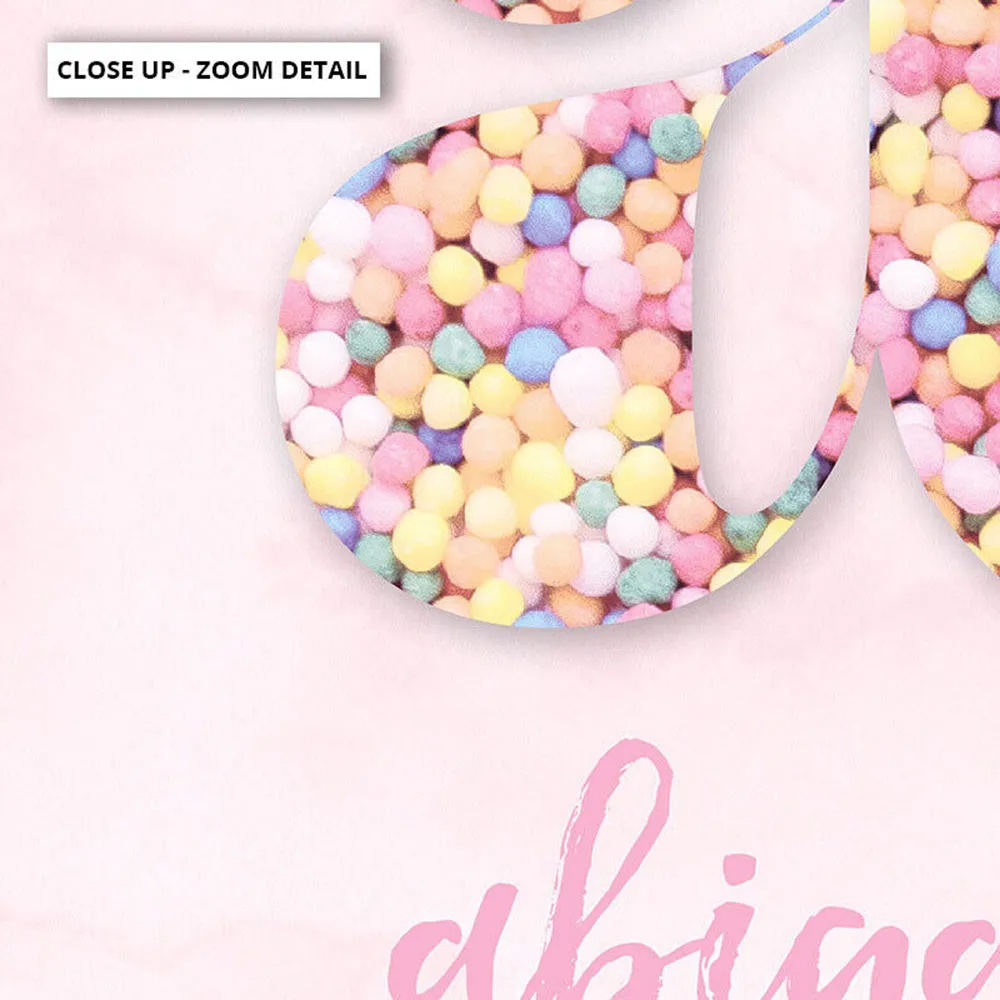 Custom Kids Pastel Sprinkles | Initial & Name  - Art Print