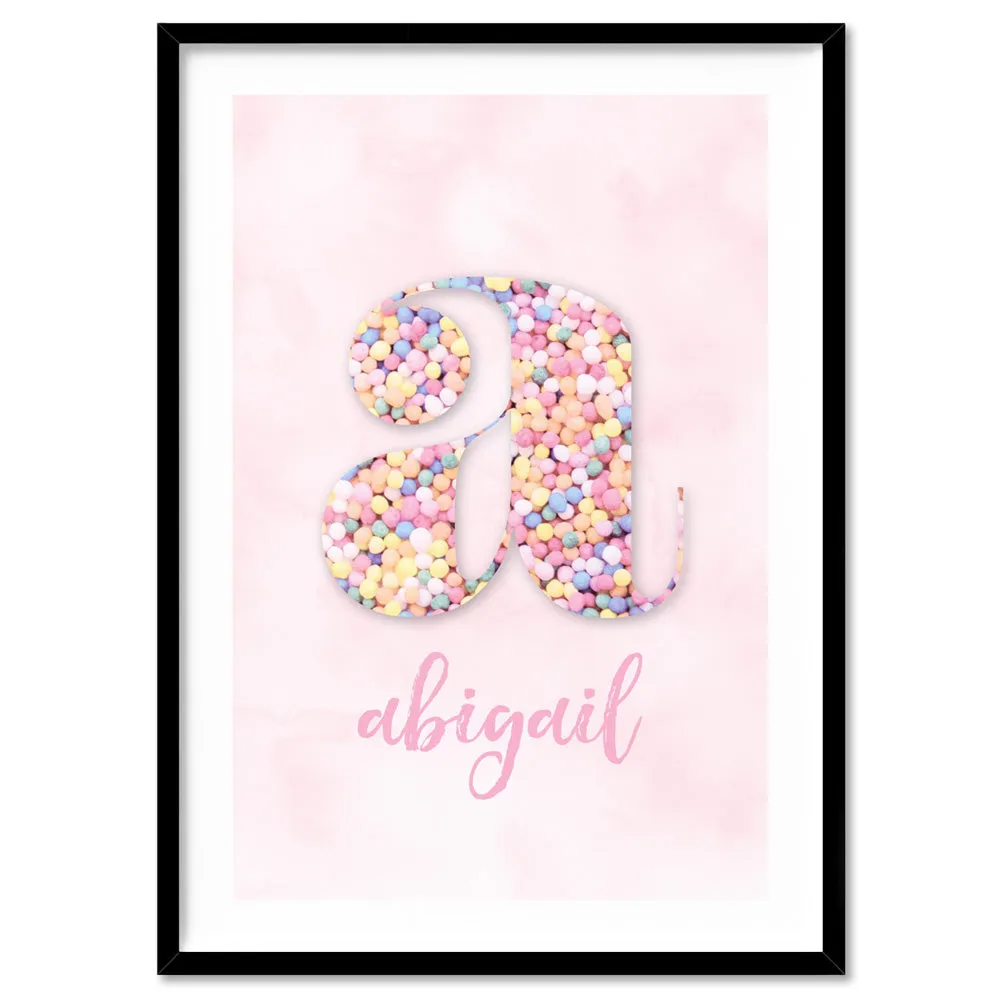 Custom Kids Pastel Sprinkles | Initial & Name  - Art Print