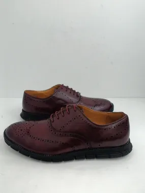 DEER STAGS Men's benton Wingtip Oxford,Burgundy, Leather Size 12 M