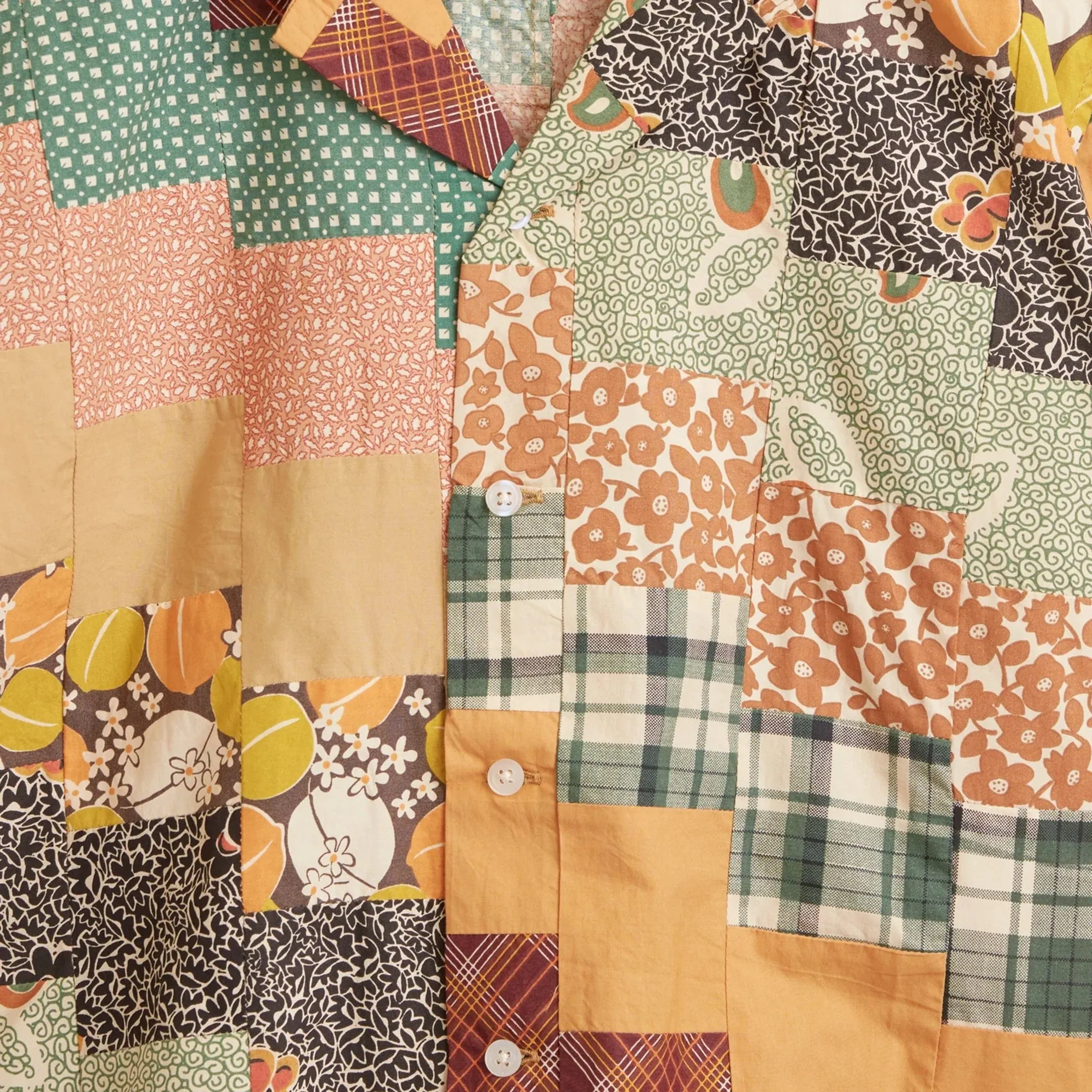 DIAGONAL SQUARE PATCHWORK SHIRT