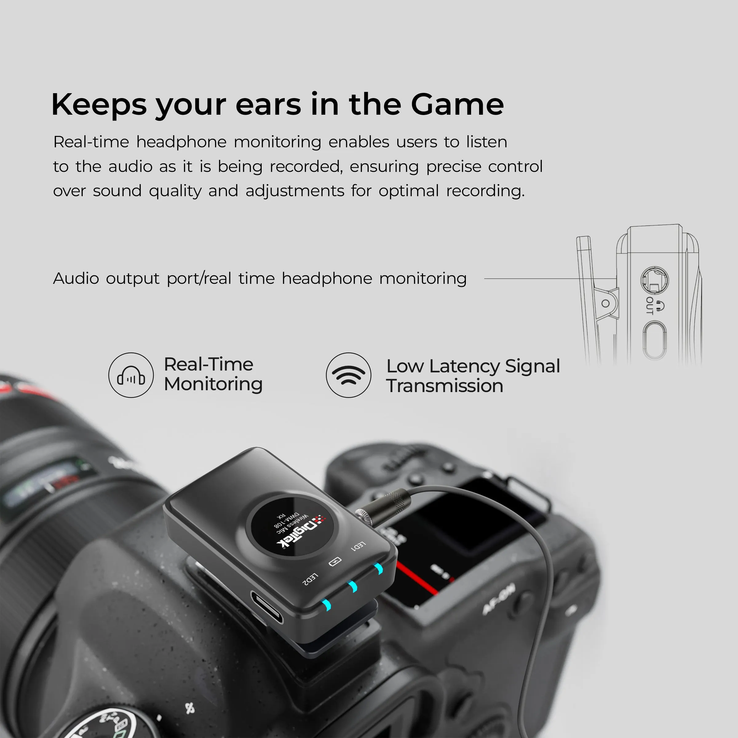 Digitek (DWM-108) 2-in-1 Wireless Microphone System, 360° Sound Capture, 50m Range, 10Hr Battery, Noise Cancellation, For DSLR, Android, iOS, Laptops, Perfect for Vlogging, Interviews & Videoshoots