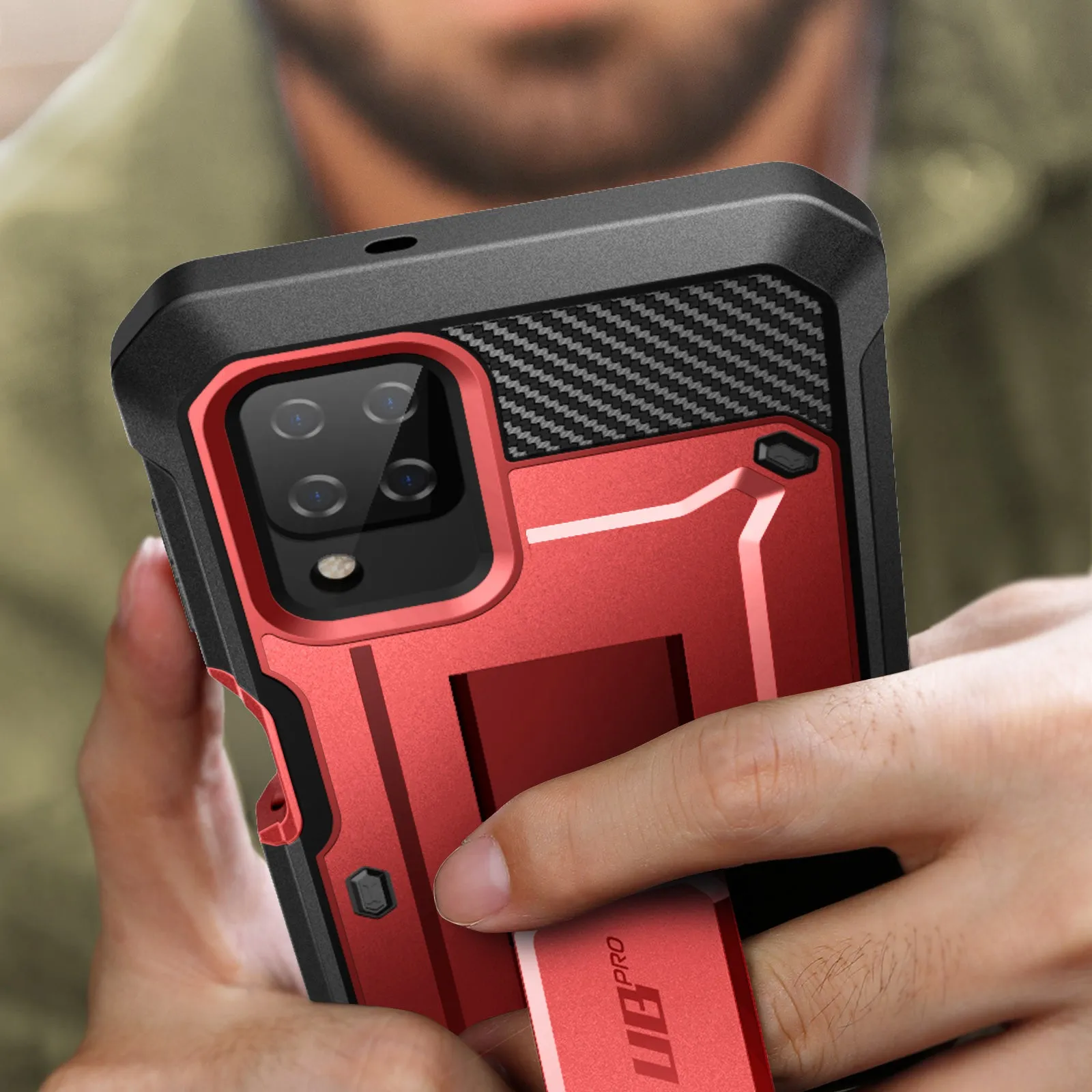Galaxy A12 Unicorn Beetle Pro Rugged Holster Case(open box)-Metallic Red