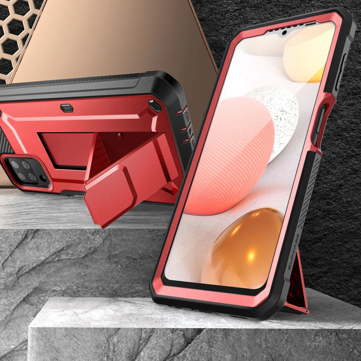 Galaxy A12 Unicorn Beetle Pro Rugged Holster Case(open box)-Metallic Red